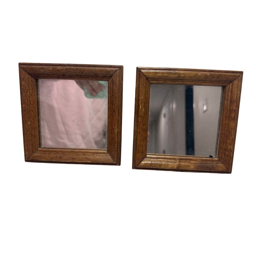 Wood  Mirrors Brown Small Accent Set Of 2 Home Interiors Homco  5.25”